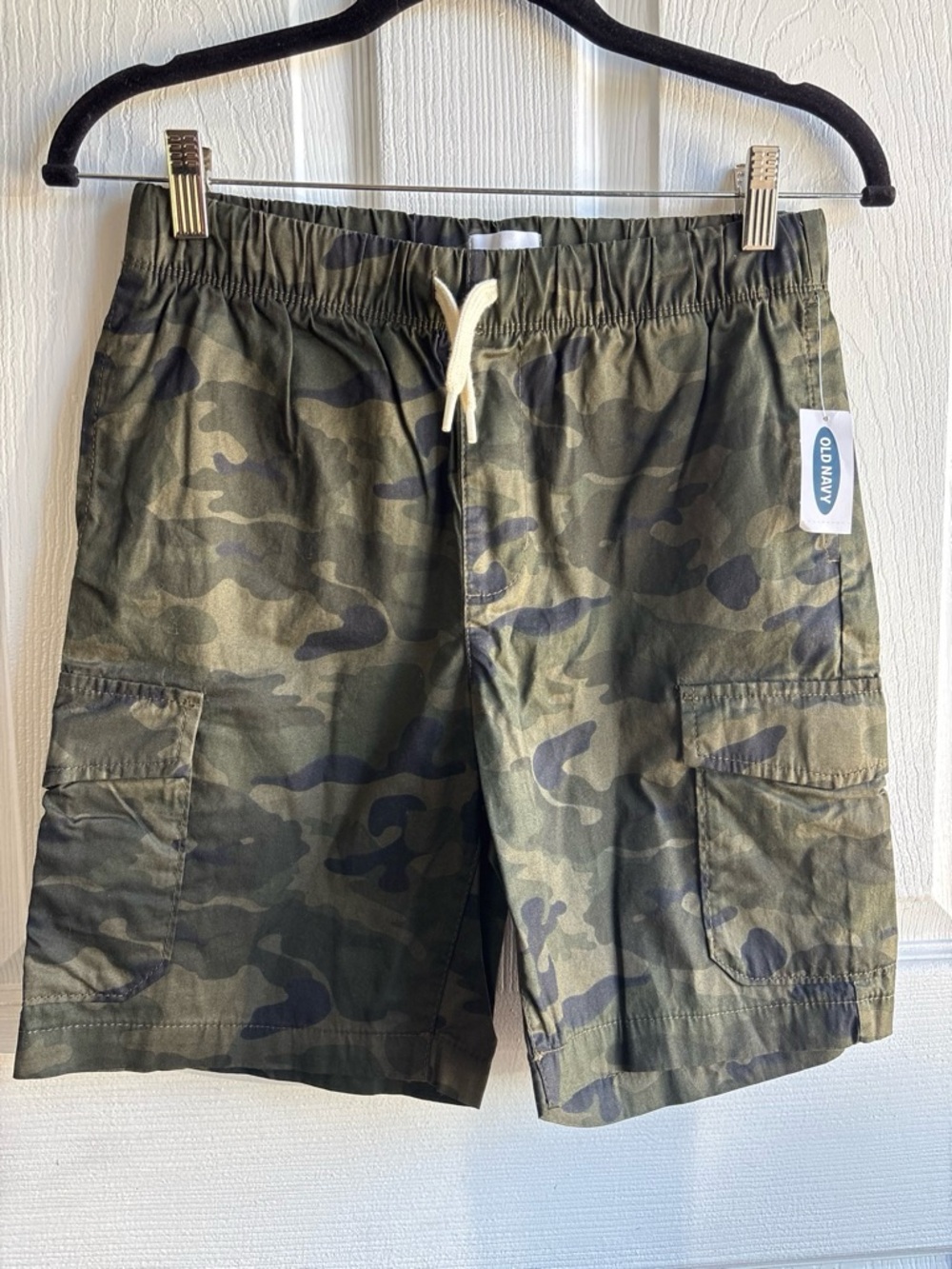 NWT Cargo Shorts Camo Pull On Elastic Boys Waist Size L 10-12 Plus
